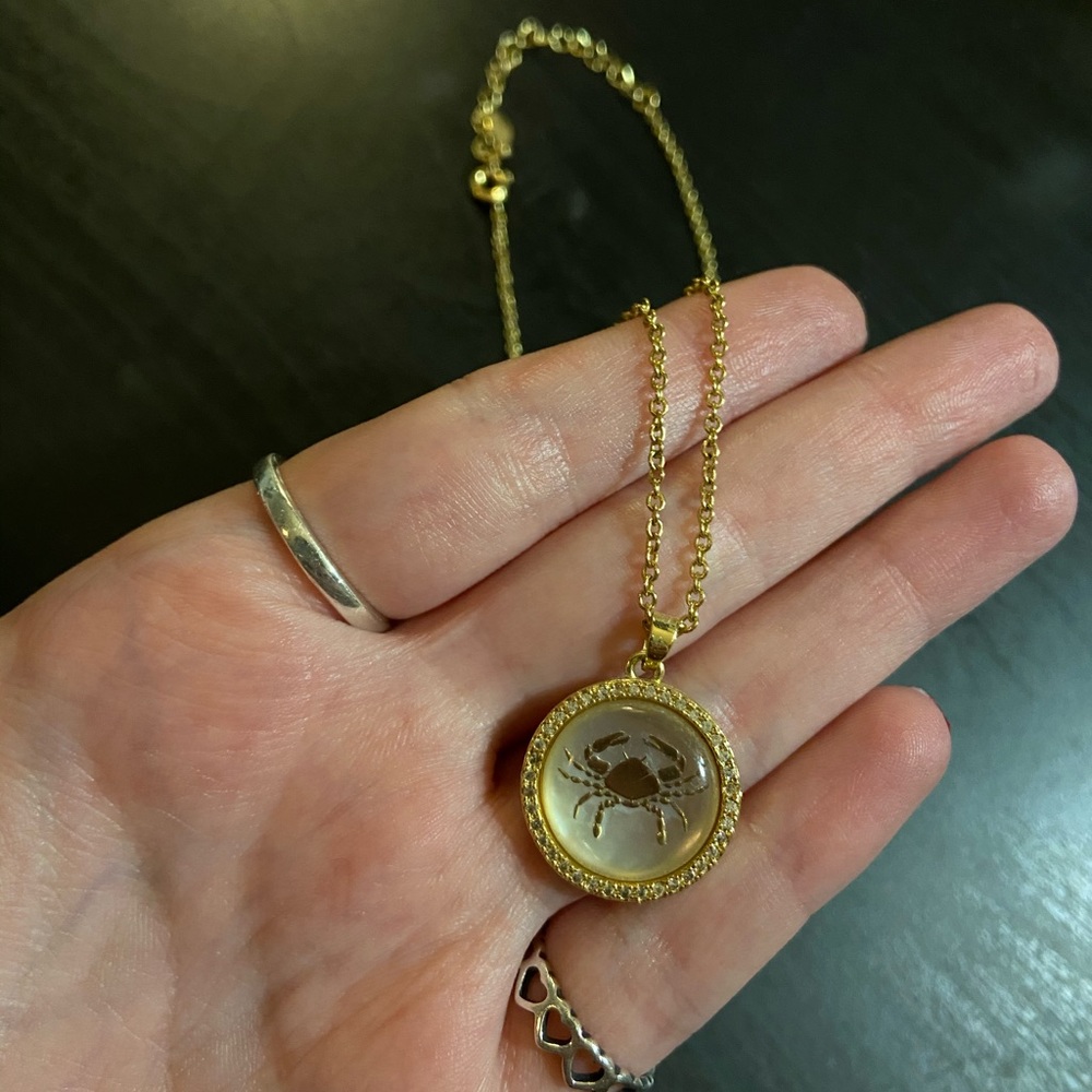 Cancer Zodiac Mother of Pearl Gold Necklace